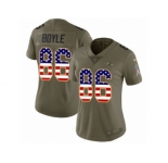 Women Nike Baltimore Ravens #86 Nick Boyle Limited Olive USA Flag Salute to Service NFL Jersey