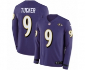 Women Nike Baltimore Ravens #9 Justin Tucker Limited Purple Therma Long Sleeve NFL Jersey