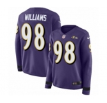 Women Nike Baltimore Ravens #98 Brandon Williams Limited Purple Therma Long Sleeve NFL Jersey