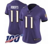 Women's Baltimore Ravens #11 Seth Roberts Purple Team Color Vapor Untouchable Limited Player 100th Season Football Jersey