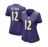 Women's Baltimore Ravens #12 Rashod Bateman Purple Vapor Untouchable Limited Football Jersey