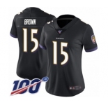Women's Baltimore Ravens #15 Marquise Brown Black Alternate Vapor Untouchable Limited Player 100th Season Football Jersey