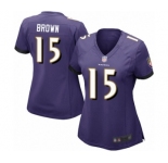 Women's Baltimore Ravens #15 Marquise Brown Game Purple Team Color Football Jersey