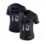 Women's Baltimore Ravens #15 Marquise Brown Limited Black Smoke Fashion Football Jersey