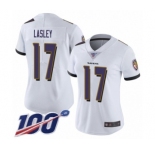 Women's Baltimore Ravens #17 Jordan Lasley White Vapor Untouchable Limited Player 100th Season Football Jersey