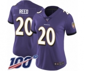 Women's Baltimore Ravens #20 Ed Reed Purple Team Color Vapor Untouchable Limited Player 100th Season Football Jersey