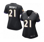 Women's Baltimore Ravens #21 Mark Ingram II Game Black Alternate Football Jersey