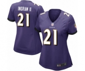 Women's Baltimore Ravens #21 Mark Ingram II Game Purple Team Color Football Jersey