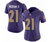 Women's Baltimore Ravens #21 Mark Ingram II Limited Purple Rush Vapor Untouchable Football Jersey