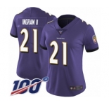 Women's Baltimore Ravens #21 Mark Ingram II Purple Team Color Vapor Untouchable Limited Player 100th Season Football Jersey