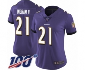Women's Baltimore Ravens #21 Mark Ingram II Purple Team Color Vapor Untouchable Limited Player 100th Season Football Jersey