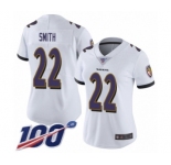 Women's Baltimore Ravens #22 Jimmy Smith White Vapor Untouchable Limited Player 100th Season Football Jersey
