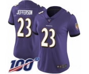 Women's Baltimore Ravens #23 Tony Jefferson Purple Team Color Vapor Untouchable Limited Player 100th Season Football Jersey