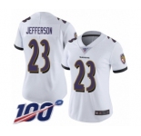 Women's Baltimore Ravens #23 Tony Jefferson White Vapor Untouchable Limited Player 100th Season Football Jersey