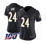 Women's Baltimore Ravens #24 Brandon Carr Black Alternate Vapor Untouchable Limited Player 100th Season Football Jersey