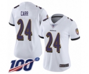 Women's Baltimore Ravens #24 Brandon Carr White Vapor Untouchable Limited Player 100th Season Football Jersey