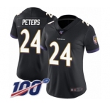 Women's Baltimore Ravens #24 Marcus Peters Black Alternate Vapor Untouchable Limited Player 100th Season Football Jersey