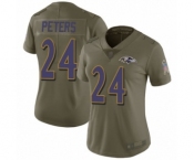 Women's Baltimore Ravens #24 Marcus Peters Limited Olive 2017 Salute to Service Football Jersey