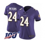 Women's Baltimore Ravens #24 Marcus Peters Purple Team Color Vapor Untouchable Limited Player 100th Season Football Jersey