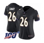Women's Baltimore Ravens #26 Maurice Canady Black Alternate Vapor Untouchable Limited Player 100th Season Football Jersey