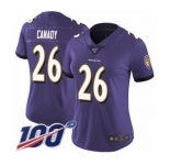 Women's Baltimore Ravens #26 Maurice Canady Purple Team Color Vapor Untouchable Limited Player 100th Season Football Jersey