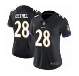Women's Baltimore Ravens #28 Justin Bethel Black Alternate Vapor Untouchable Limited Player Football Jersey