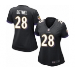 Women's Baltimore Ravens #28 Justin Bethel Game Black Alternate Football Jersey