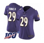 Women's Baltimore Ravens #29 Earl Thomas III Purple Team Color Vapor Untouchable Limited Player 100th Season Football Jersey