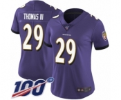 Women's Baltimore Ravens #29 Earl Thomas III Purple Team Color Vapor Untouchable Limited Player 100th Season Football Jersey