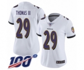 Women's Baltimore Ravens #29 Earl Thomas III White Vapor Untouchable Limited Player 100th Season Football Jersey