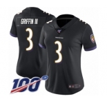 Women's Baltimore Ravens #3 Robert Griffin III Black Alternate Vapor Untouchable Limited Player 100th Season Football Jersey
