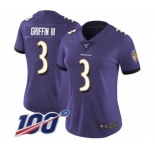 Women's Baltimore Ravens #3 Robert Griffin III Purple Team Color Vapor Untouchable Limited Player 100th Season Football Jersey