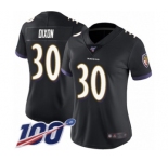 Women's Baltimore Ravens #30 Kenneth Dixon Black Alternate Vapor Untouchable Limited Player 100th Season Football Jersey