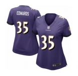 Women's Baltimore Ravens #35 Gus Edwards Game Purple Team Color Football Jersey
