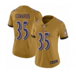 Women's Baltimore Ravens #35 Gus Edwards Limited Gold Inverted Legend Football Jersey