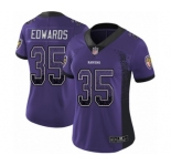 Women's Baltimore Ravens #35 Gus Edwards Limited Purple Rush Drift Fashion Football Jersey