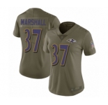 Women's Baltimore Ravens #37 Iman Marshall Limited Olive 2017 Salute to Service Football Jersey