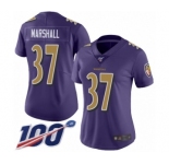 Women's Baltimore Ravens #37 Iman Marshall Limited Purple Rush Vapor Untouchable 100th Season Football Jersey