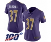 Women's Baltimore Ravens #37 Iman Marshall Limited Purple Rush Vapor Untouchable 100th Season Football Jersey
