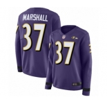 Women's Baltimore Ravens #37 Iman Marshall Limited Purple Therma Long Sleeve Football Jersey
