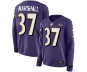 Women's Baltimore Ravens #37 Iman Marshall Limited Purple Therma Long Sleeve Football Jersey