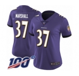 Women's Baltimore Ravens #37 Iman Marshall Purple Team Color Vapor Untouchable Limited Player 100th Season Football Jersey