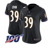 Women's Baltimore Ravens #39 Tyler Ervin Black Alternate Vapor Untouchable Limited Player 100th Season Football Jersey