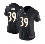 Women's Baltimore Ravens #39 Tyler Ervin Black Alternate Vapor Untouchable Limited Player Football Jersey