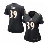 Women's Baltimore Ravens #39 Tyler Ervin Game Black Alternate Football Jersey