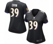 Women's Baltimore Ravens #39 Tyler Ervin Game Black Alternate Football Jersey