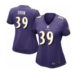 Women's Baltimore Ravens #39 Tyler Ervin Game Purple Team Color Football Jersey