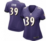 Women's Baltimore Ravens #39 Tyler Ervin Game Purple Team Color Football Jersey