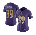 Women's Baltimore Ravens #39 Tyler Ervin Limited Purple Rush Vapor Untouchable Football Jersey