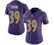 Women's Baltimore Ravens #39 Tyler Ervin Limited Purple Rush Vapor Untouchable Football Jersey